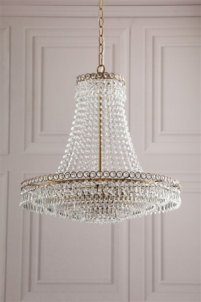 (image for) Laura Ashley Enid 5 Light Grande Chandelier Glass and Matt Antique Brass
